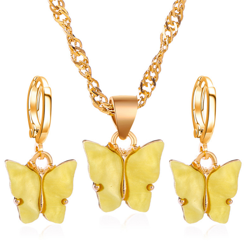 Color Acrylic Butterfly Earrings And Necklace Set photo 6
