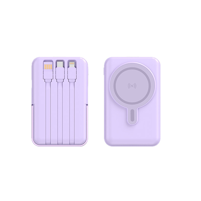 15W Wireless Magnetic Charging BankSuperfast Charging With Built-in Cable Portable Power Source photo 2