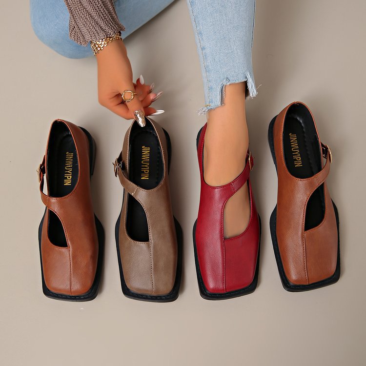 Fashionable Square-toe Versatile Low-cut Womens Shoes photo 1