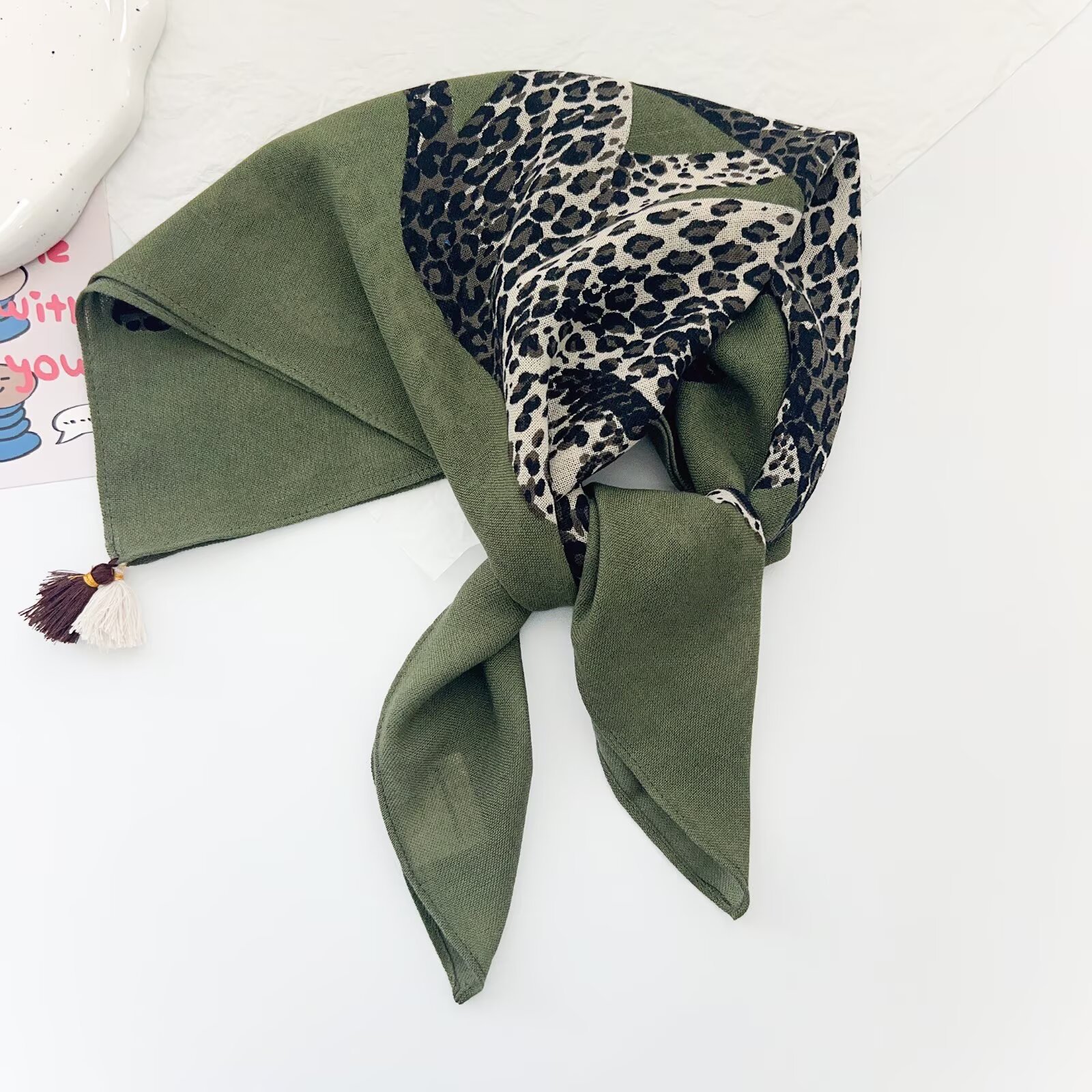 Jungle Cheetah Art Print Square With Tassels Silk Shawl For Stylish Outfits Blogger-Style Multi-Use Scarf photo 3