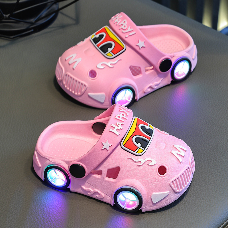 Childrens Car-Shaped Glowing Non-Slip Soft-Soled Slippers photo 6