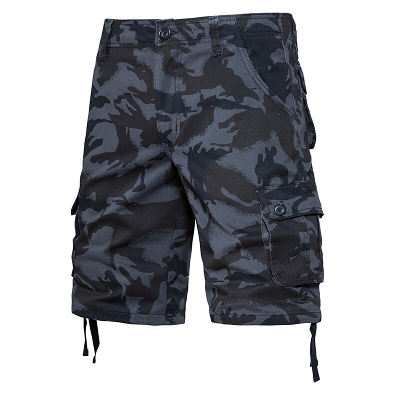 Summer Thin Washed Workwear Casual Loose-fit Camouflage Five-point Pants photo 3