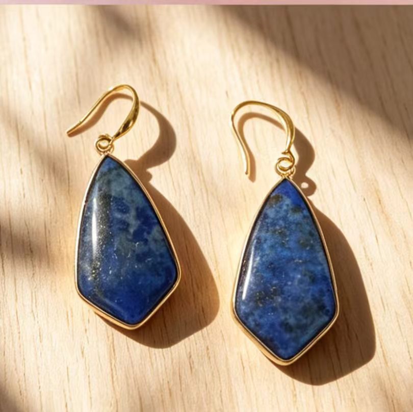 Natural Stone Drop With Edging Irregular-shaped Stone Earrings photo 2