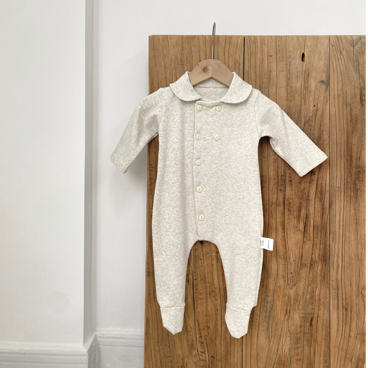 Newborn Clothes Peter Pan Collar Open Chest Jumpsuit photo 2