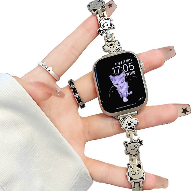 Fashionable Metal Dog And Cat Womens Chain Watch Strap photo 2