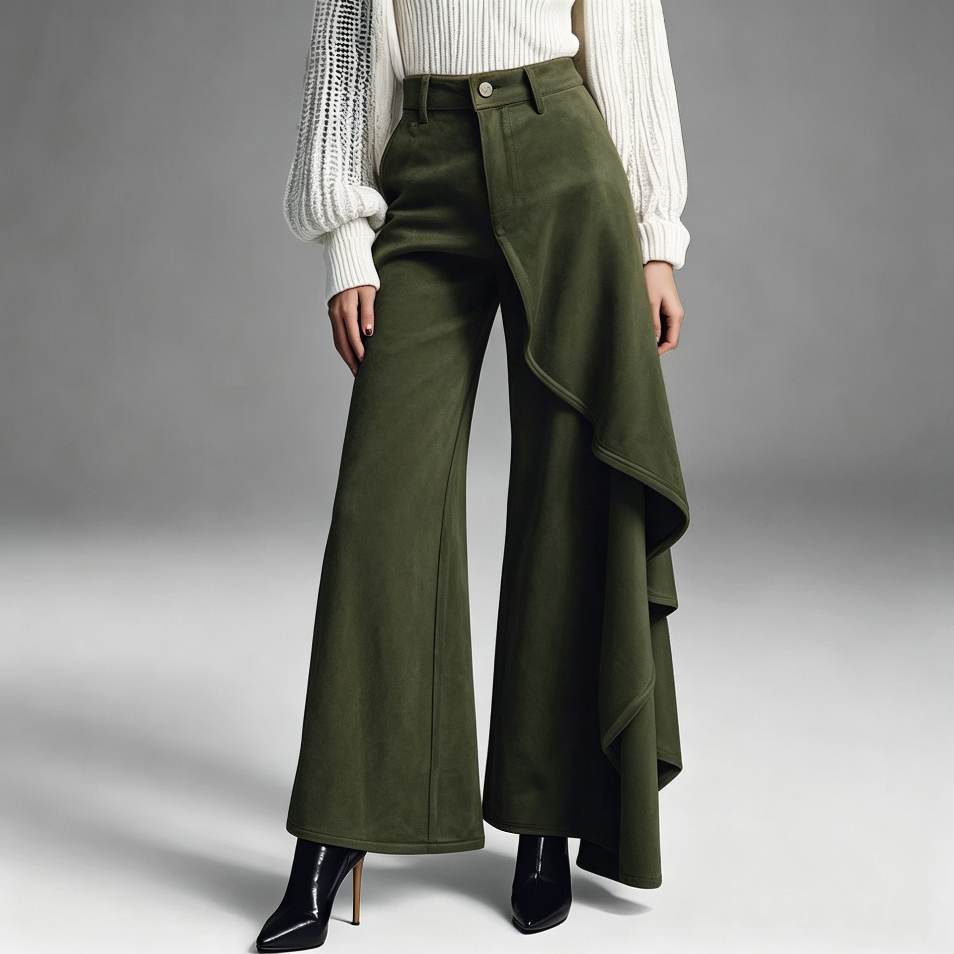 New Autumnwinter Womens Long Pants With A Structured Draped Design And Patchwork Details photo 4
