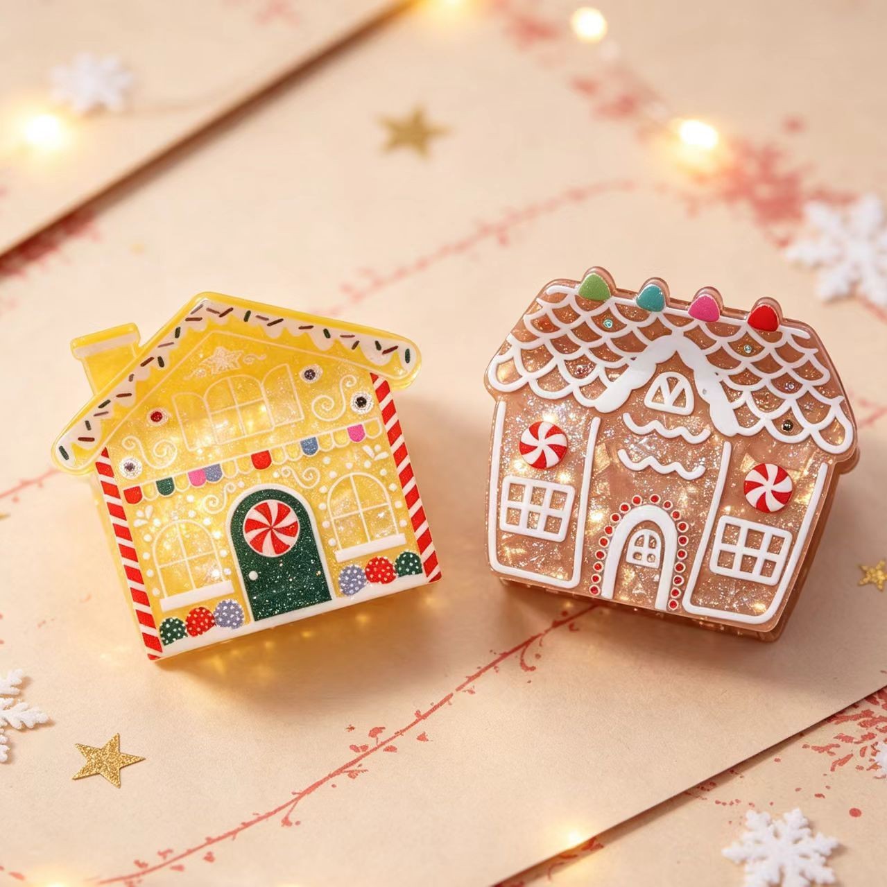 Christmas-themed Gingerbread House Hair Clip With Wispy Bangs photo 6