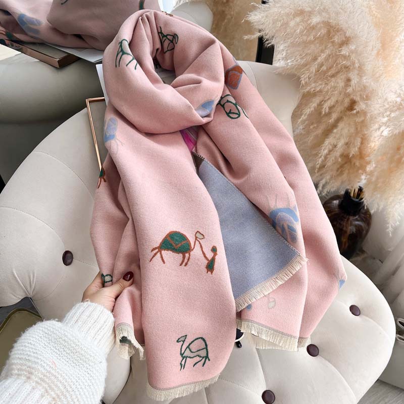 Women's Double-Sided Camel ScarfShoulder Wrap photo 8