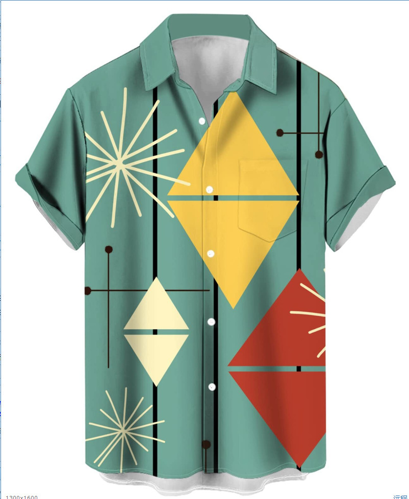 Short-sleeved Lapel-printed Loose-fitting Casual Shirt photo 5