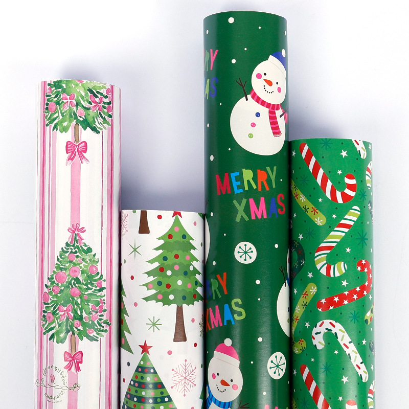 Christmas Tree And Santa Claus Cane Gift Wrapping Paper photo 3