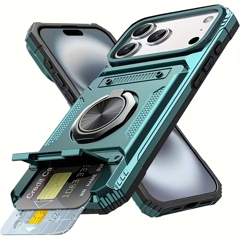 Metal-Plastic 2-in-1 Card-Slot Stand Phone Case photo 6