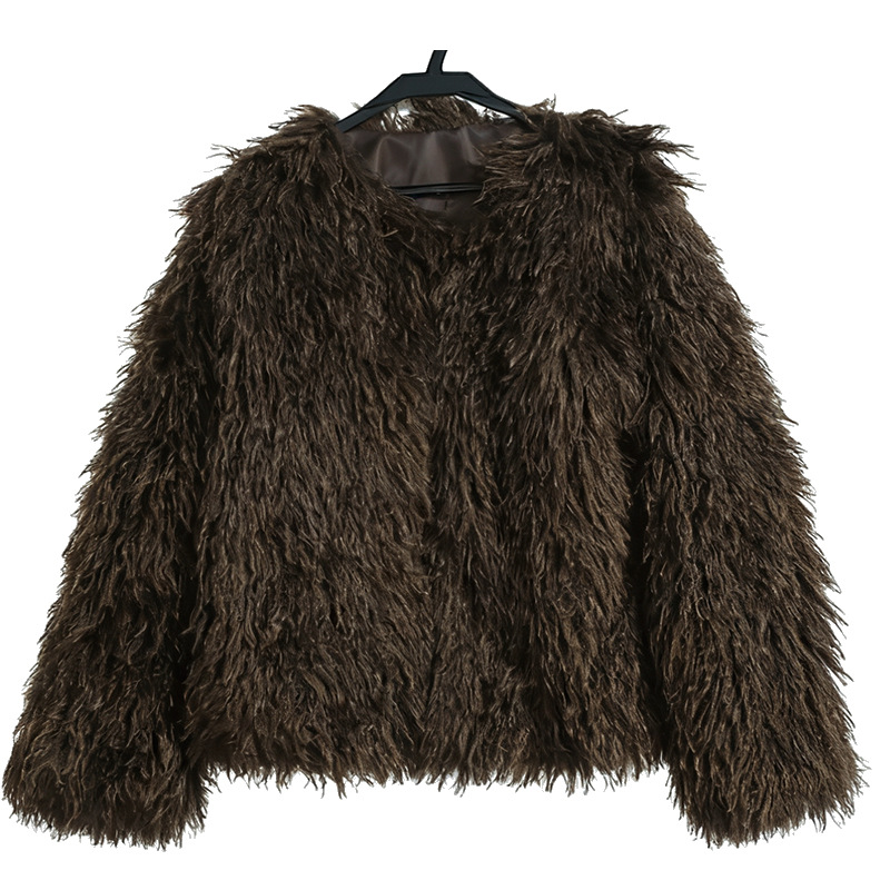 Women's Crew-neck Cashmere Casual Coat photo 4