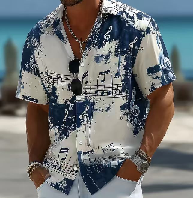 American-style Vintage Summer Ink-dye Tie-dye Print Short-sleeve Shirt photo 2