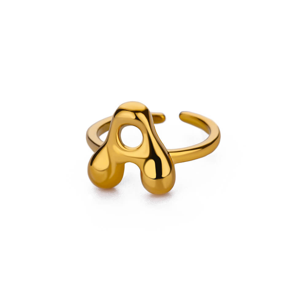 Cute Bubble Letters Ring Gold 18K Gold Plated Ring photo 5