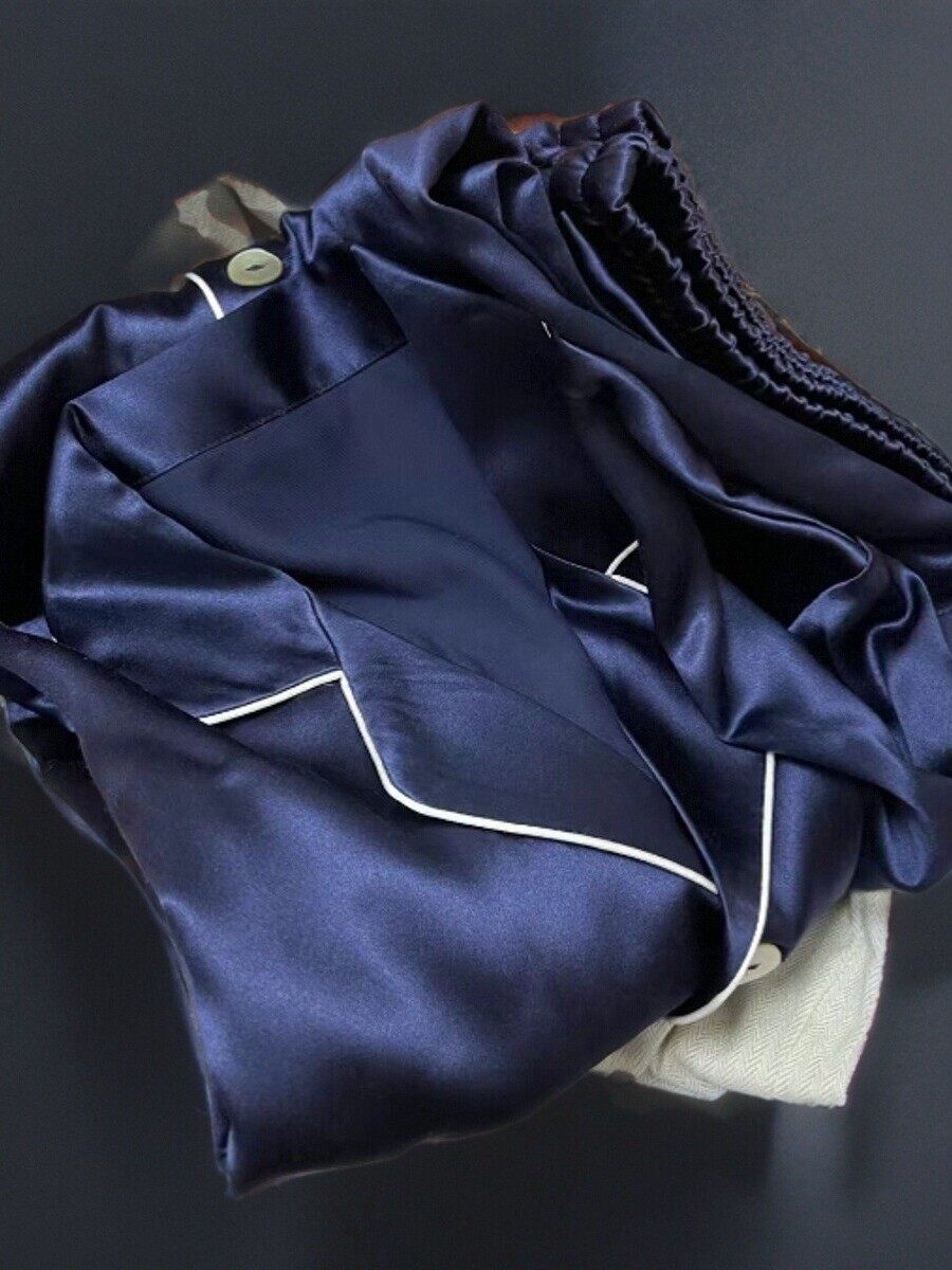 Mens Long-sleeve Long-pants Silk Pajama Set photo 7