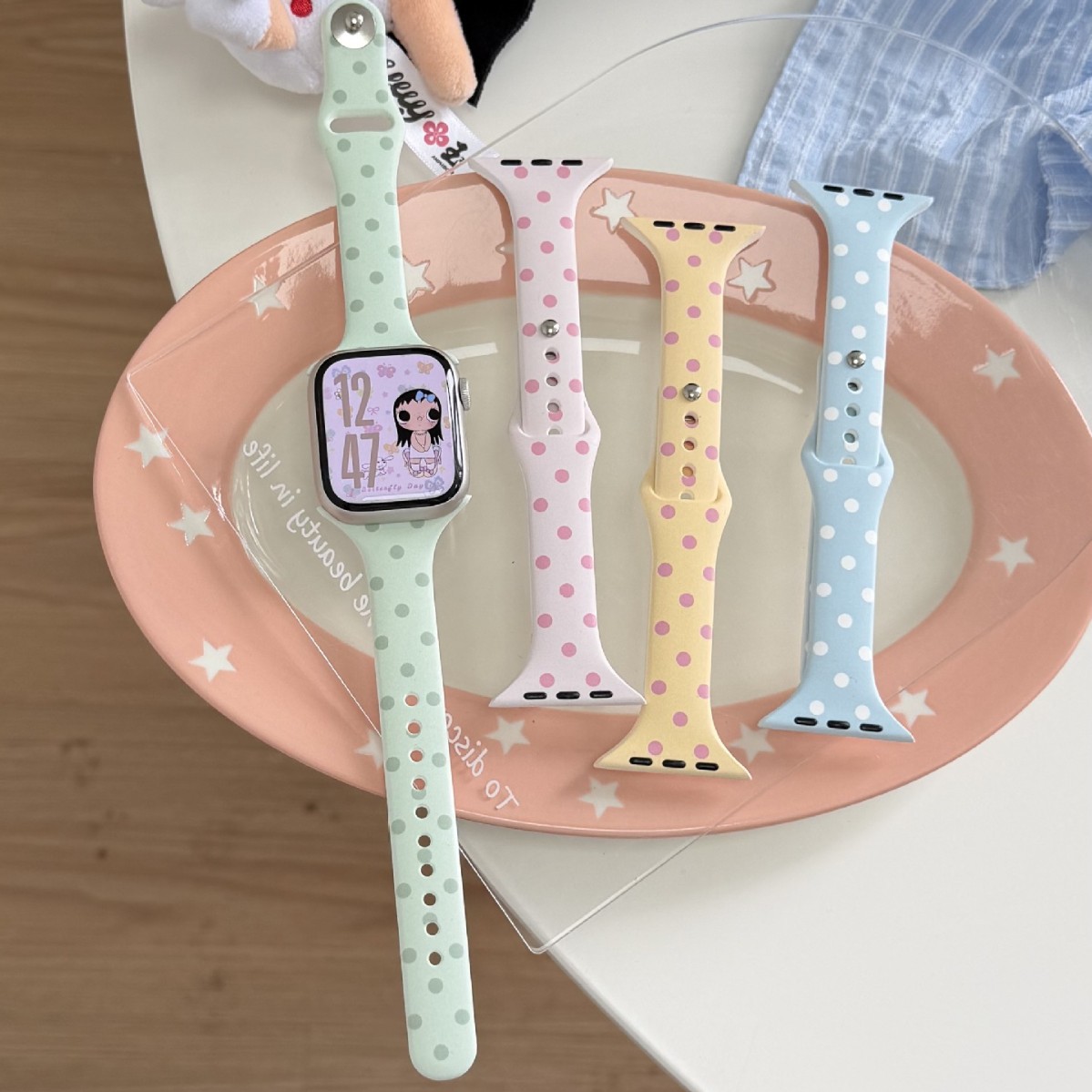 Polka-Dot Macaron Silicone Thin Watch Strap photo 6