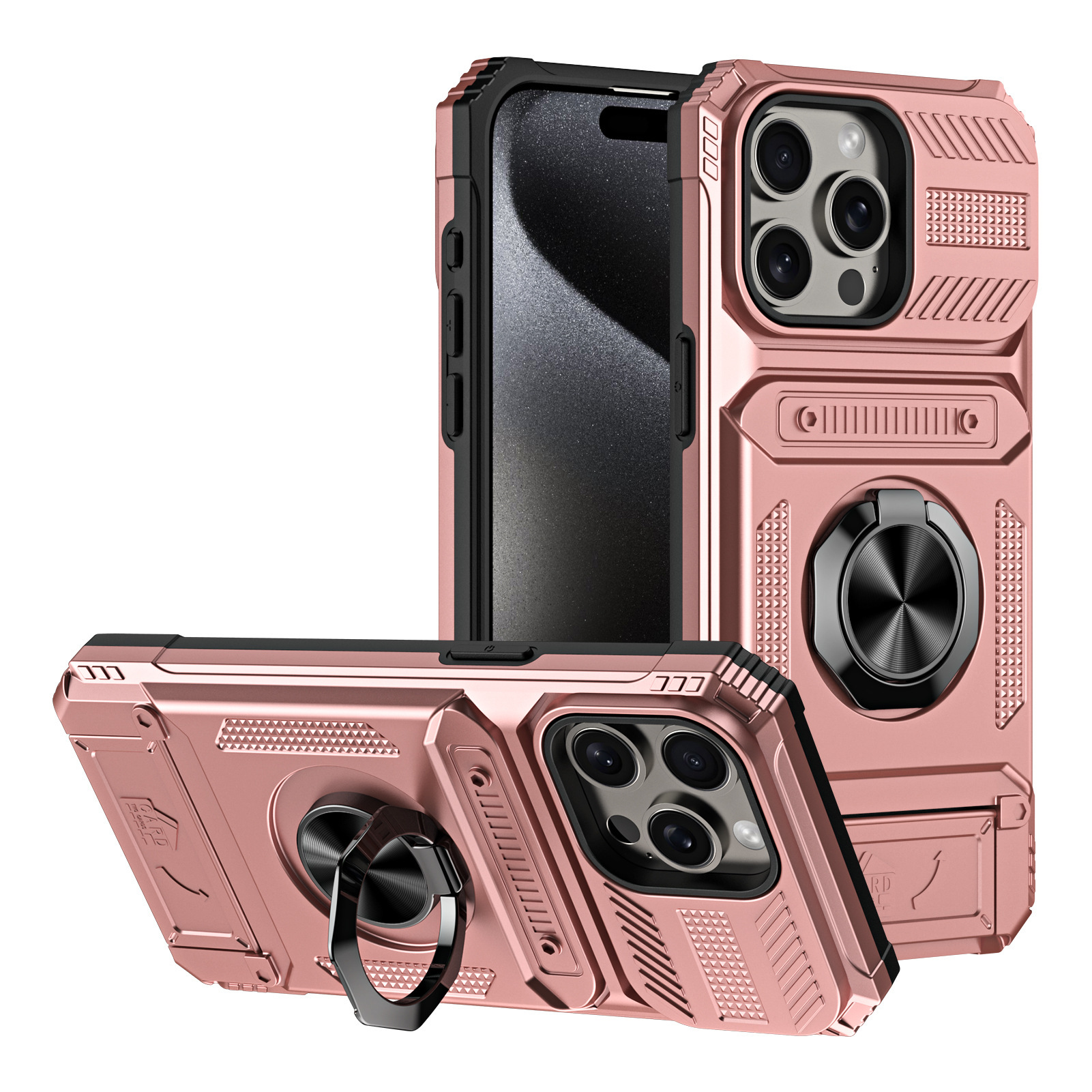 Hidden Card-Slot Magnetic Ring Stand Phone Case photo 5