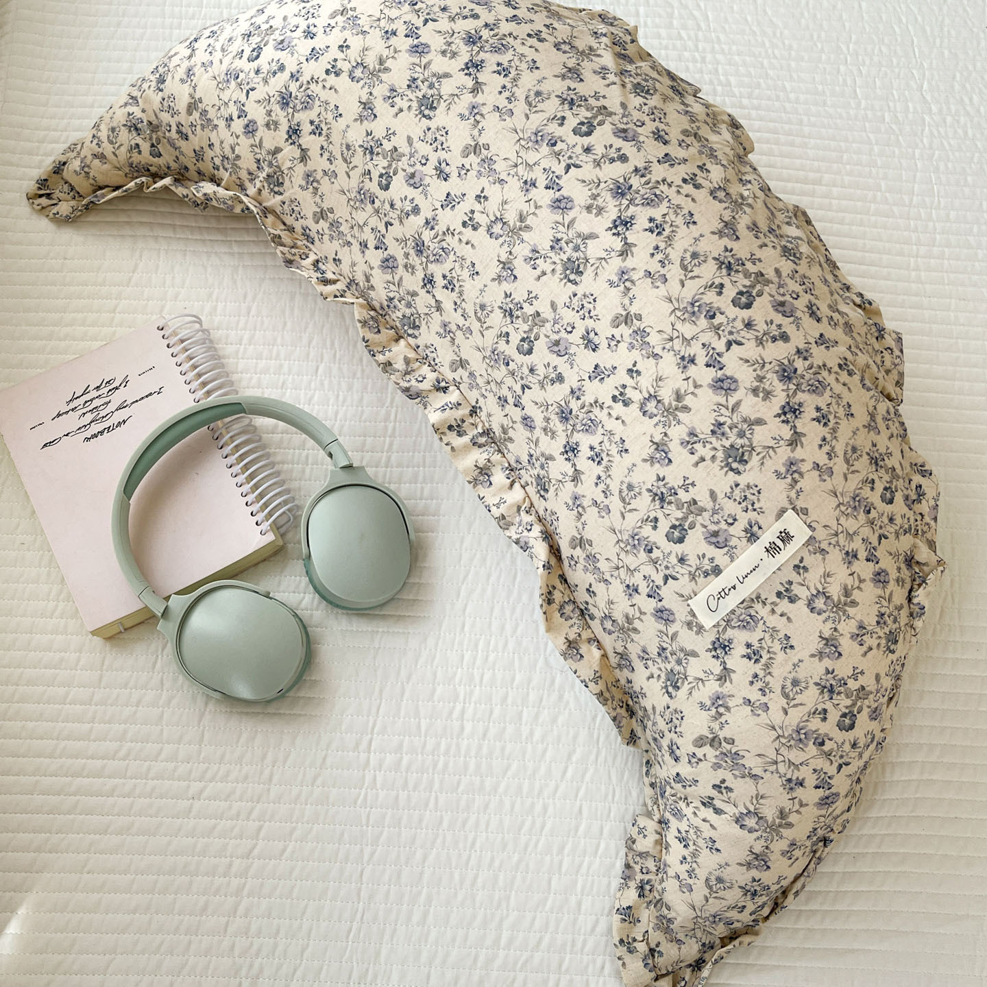Multifunctional Cotton-linen Long Moon-shaped Pillow photo 3