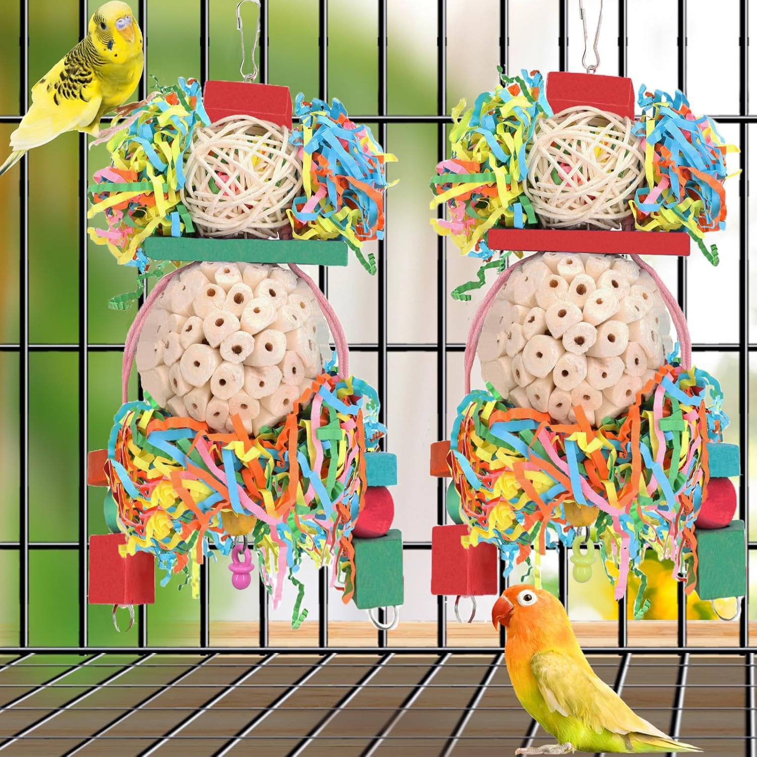 Parrot Toys Straw Ball Wooden Bird Cage Accessories photo 3