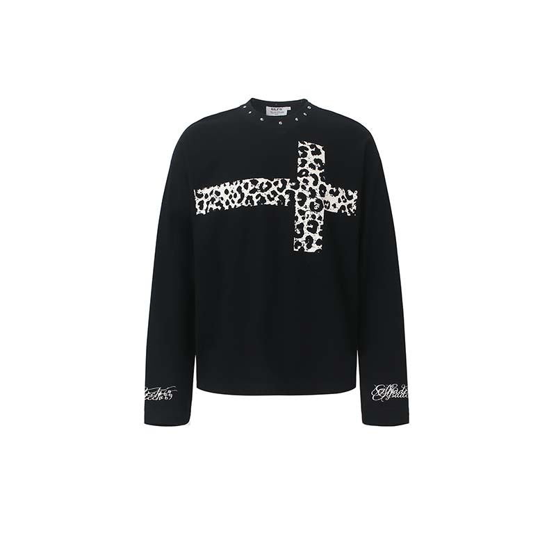 Autumn New Arrival American-Style Retro Cross And Letter Print Top photo 1