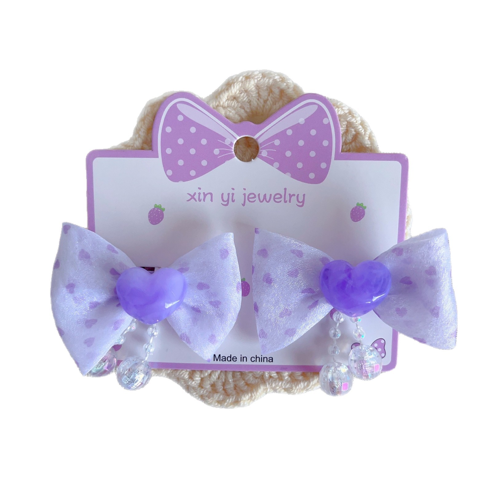 Children's Fabric Flower And Bow Hair Clip With Tassel And Beads photo 5