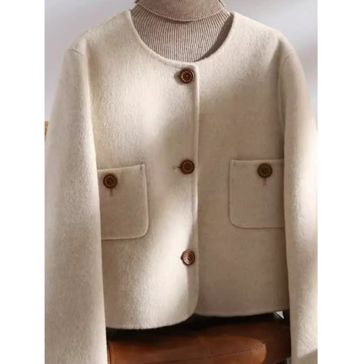 Gray Chanel-style Wool Coat For Women photo 5