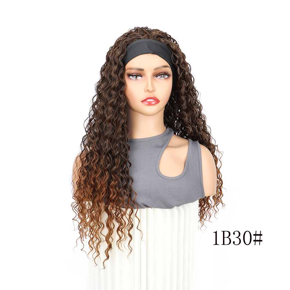 Womens Short Curly Wig With Headscarf Long Afro Puff Wig Cap photo 2
