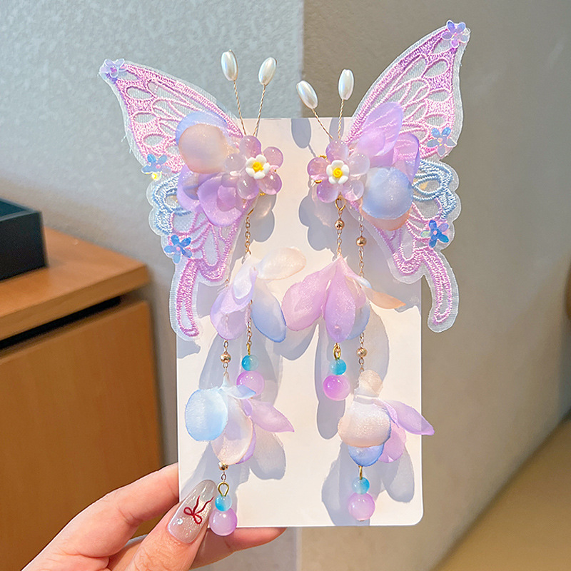 Large Butterfly Hair Clip Silk Flower Side photo 8