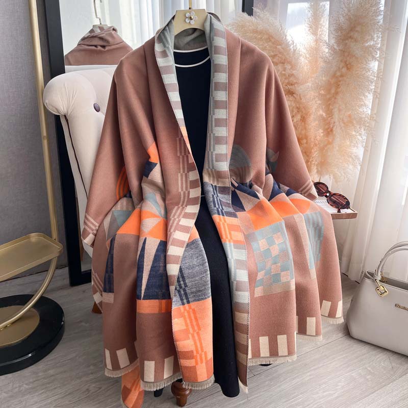 Jacquard Shawl Double-sided Thickened Scarf photo 1