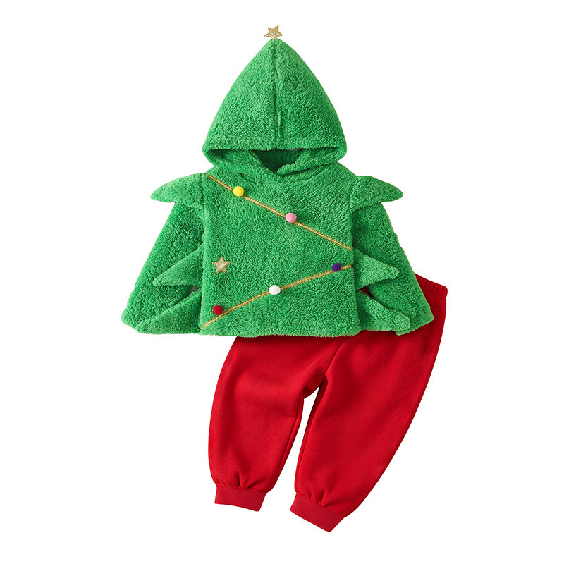 Children's Christmas Tree Costume Set Christmas Party Cosplay Outfit photo 4