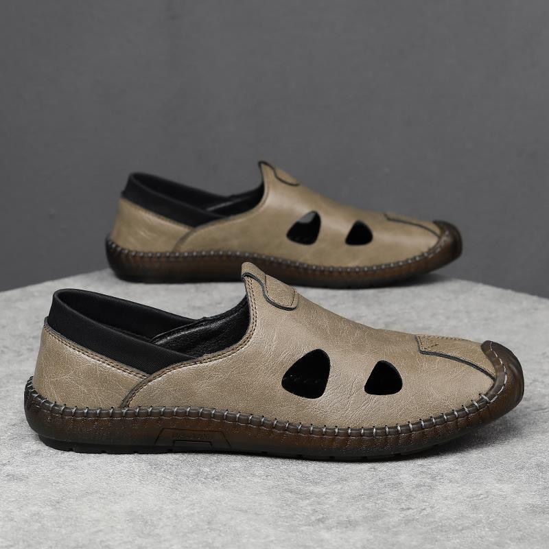 Men's Handmade Casual Leather Shoes Men's Perforated Breathable Style photo 6