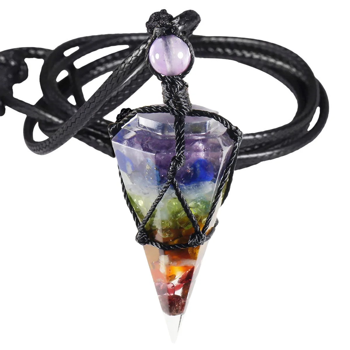 Natural Stone Three-Dimensional Hexagonal Pendulum Necklace photo 8