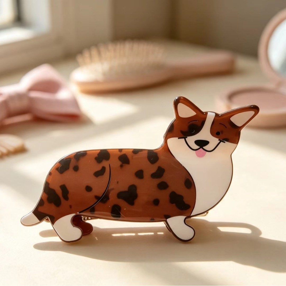 Cute Animal Dachshund Corgi Half Topknot Ponytail Clip Hair Accessory photo 1