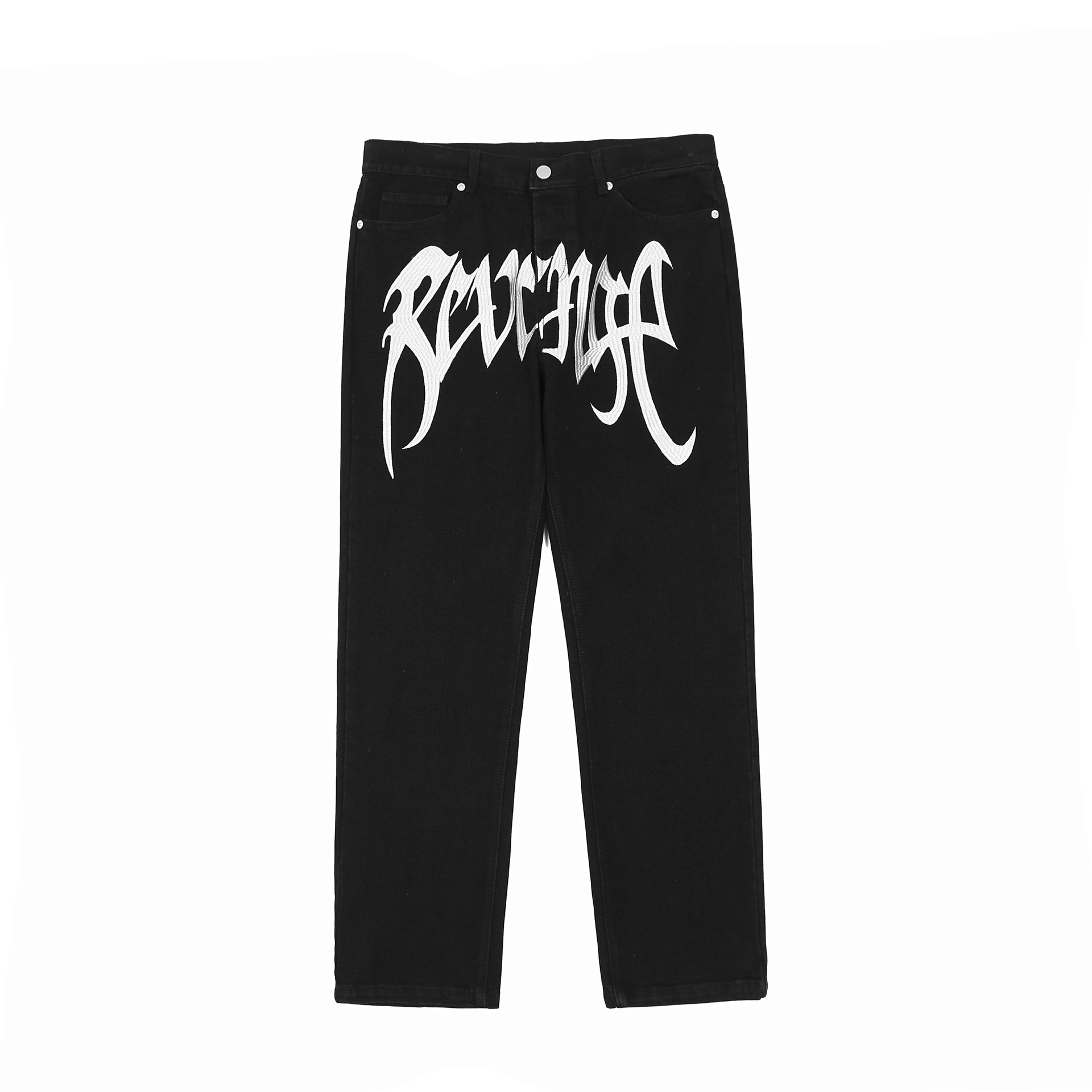 Printed Denim Pants, Trendy Casual Loose-fit Straight-leg Trousers For Men photo 2