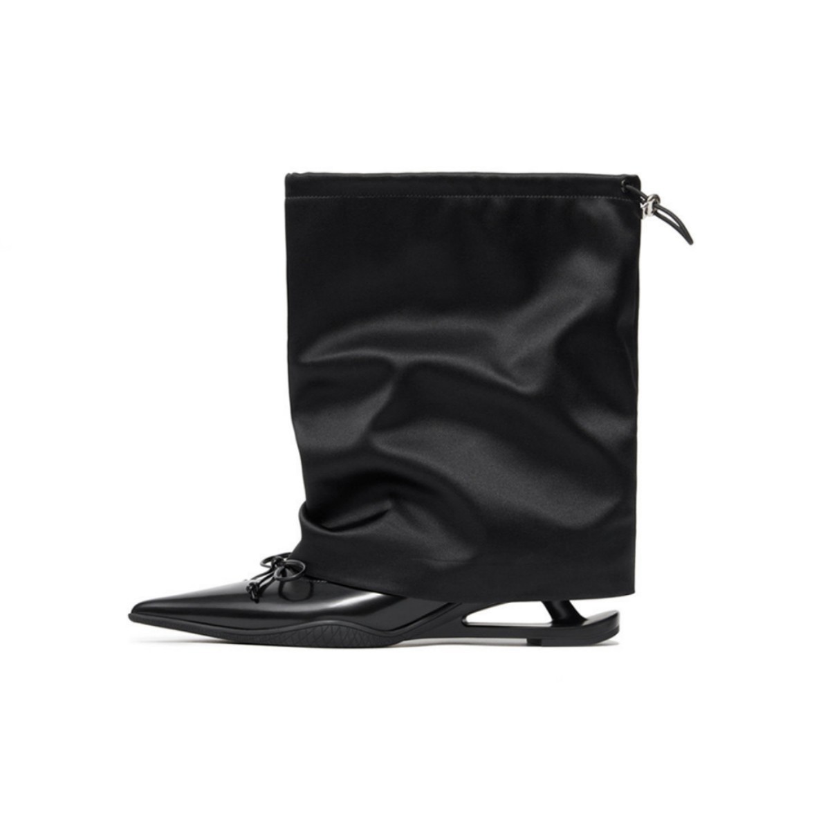 Black Wedge-heeled High-heel Ankle Boots With Straps Slim-fit Boots In British Style For Women Lace-up photo 5