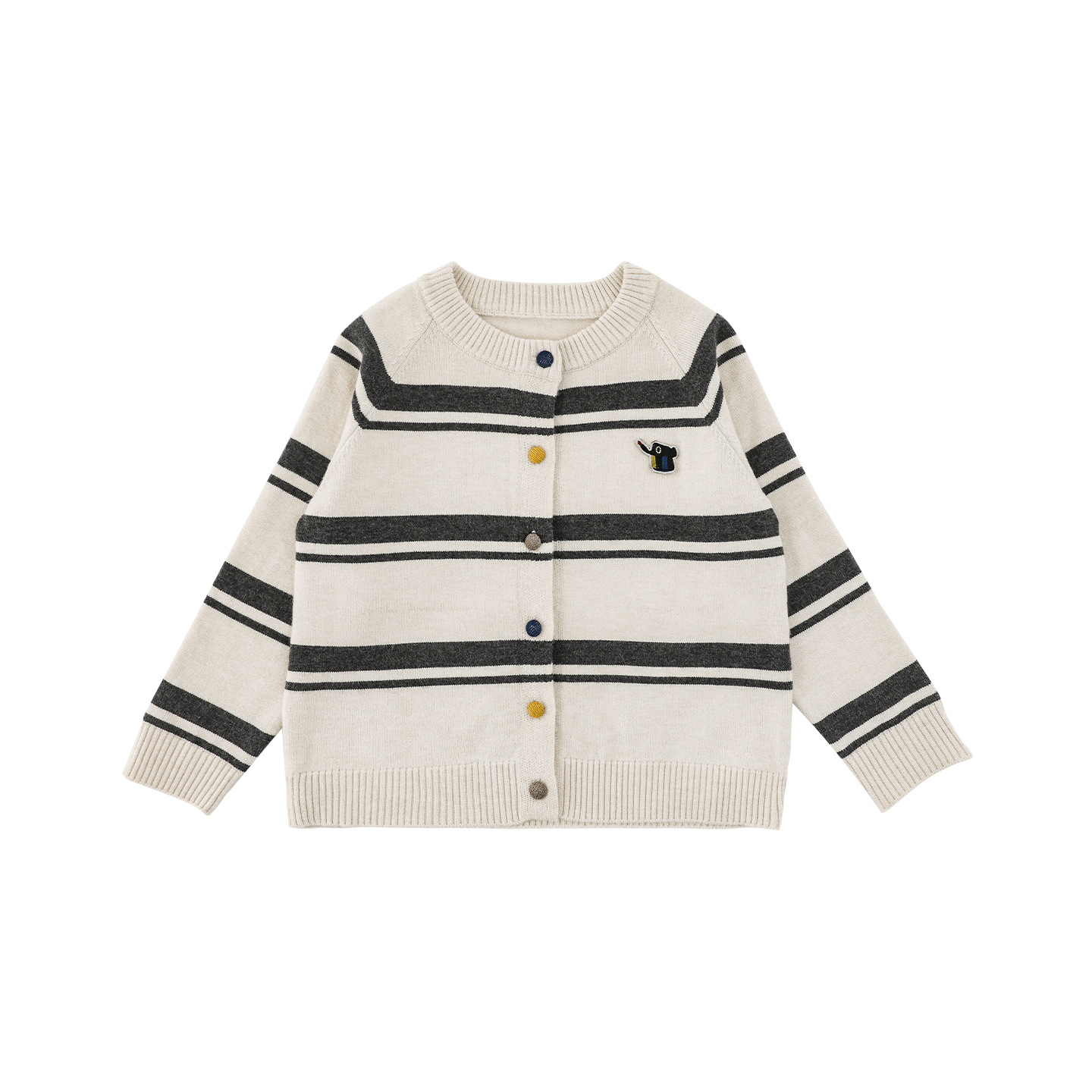 Girls' Striped Solid-color Cardigan Sweater photo 5