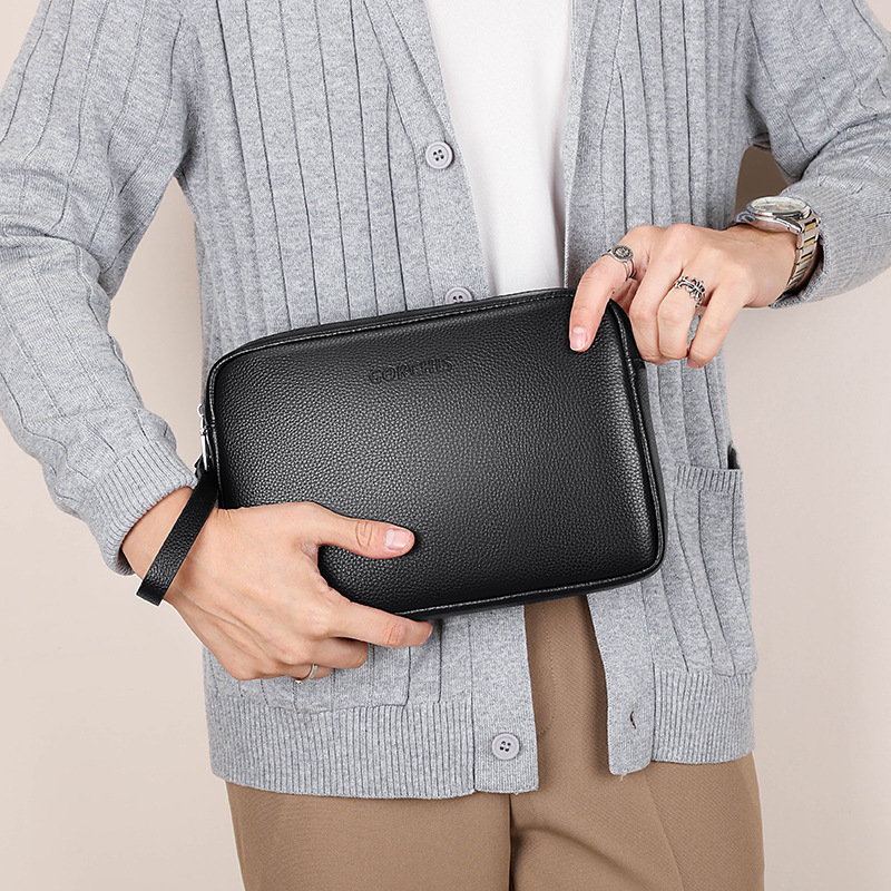 Mens Clutch Bag Genuine Leather Large Capacity Soft Cowhide High-end Handbag photo 7