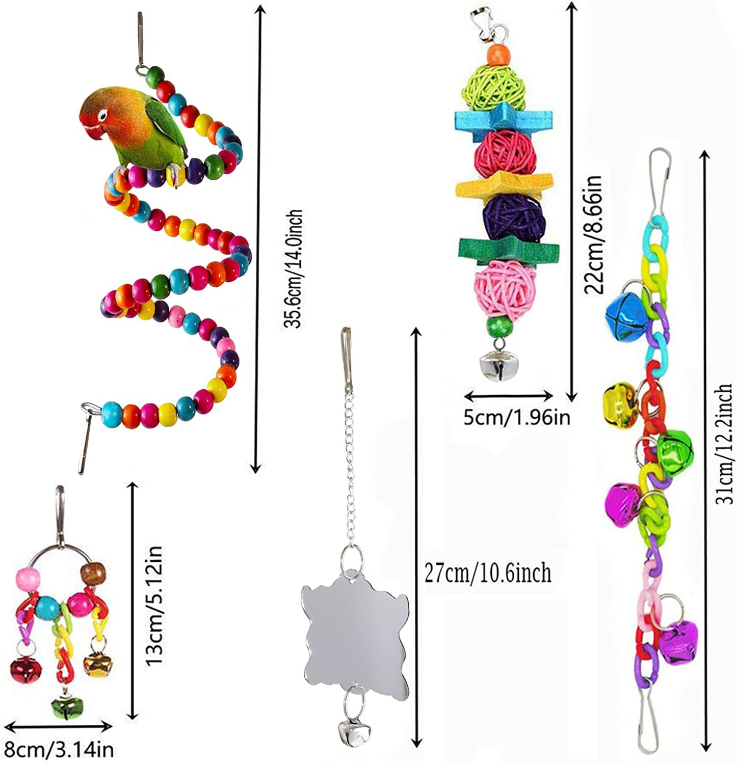7PCs Parrot Toys Bird Cage Accessories photo 8