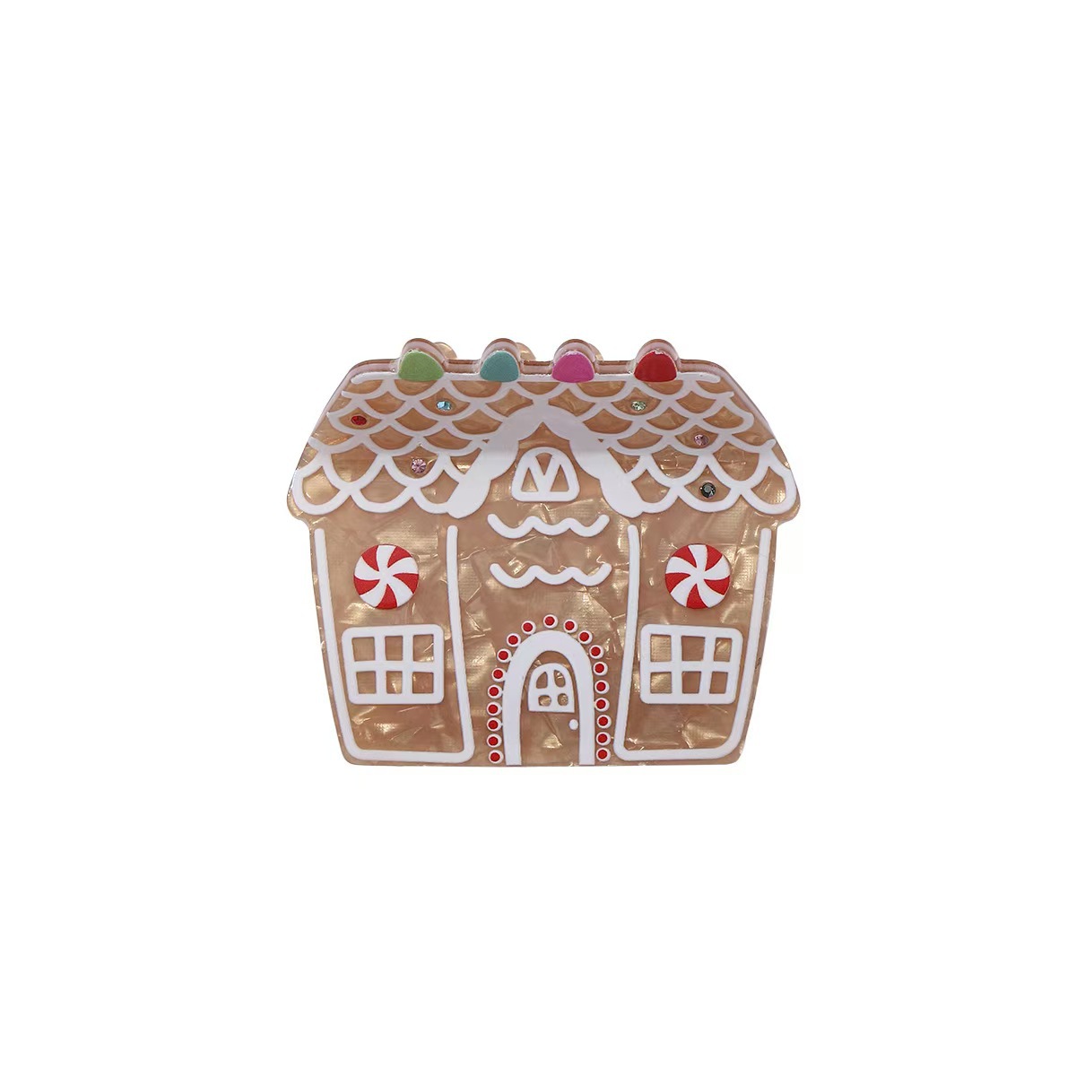 Christmas-themed Gingerbread House Hair Clip With Wispy Bangs photo 4