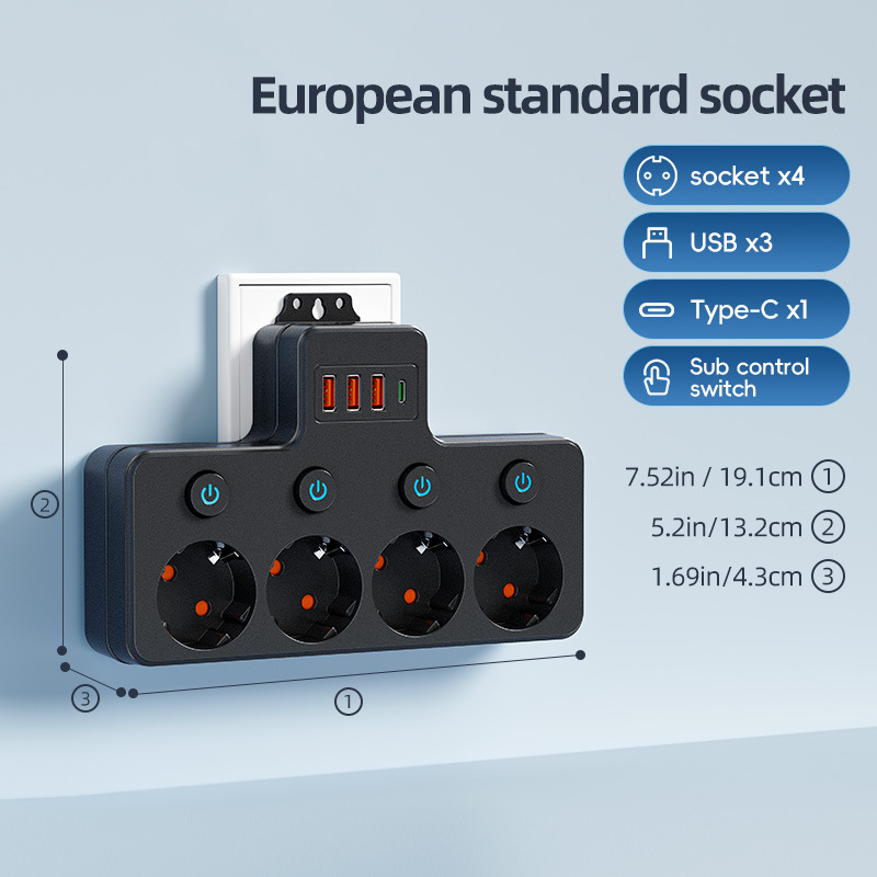European Standard Multi-plug Household Power Row Plug photo 3