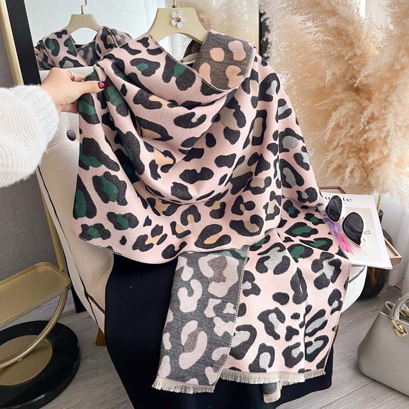 Fashionable Colorful Leopard-Print Double-Sided Scarf For Women photo 4