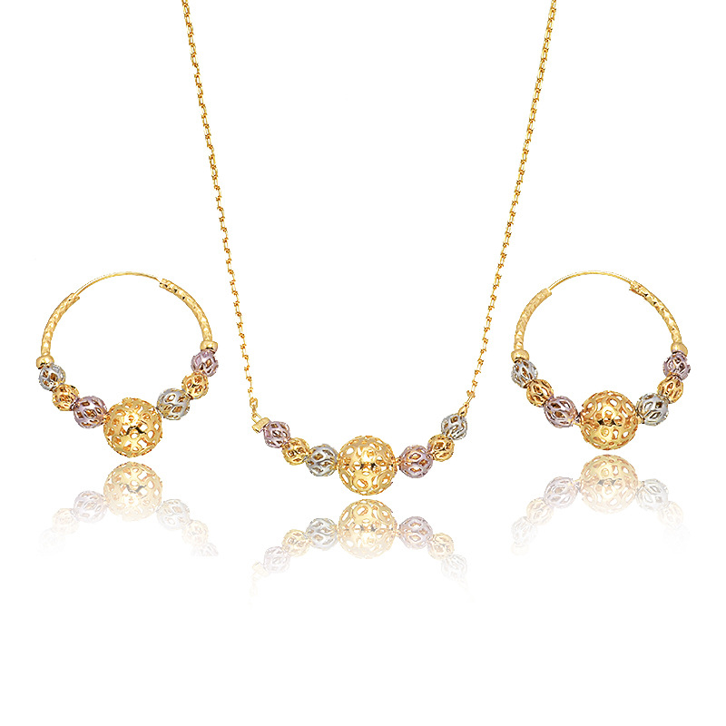 Multicolor Cutout Round Beads Necklace And Earrings Suite Necklace Jewelry photo 5