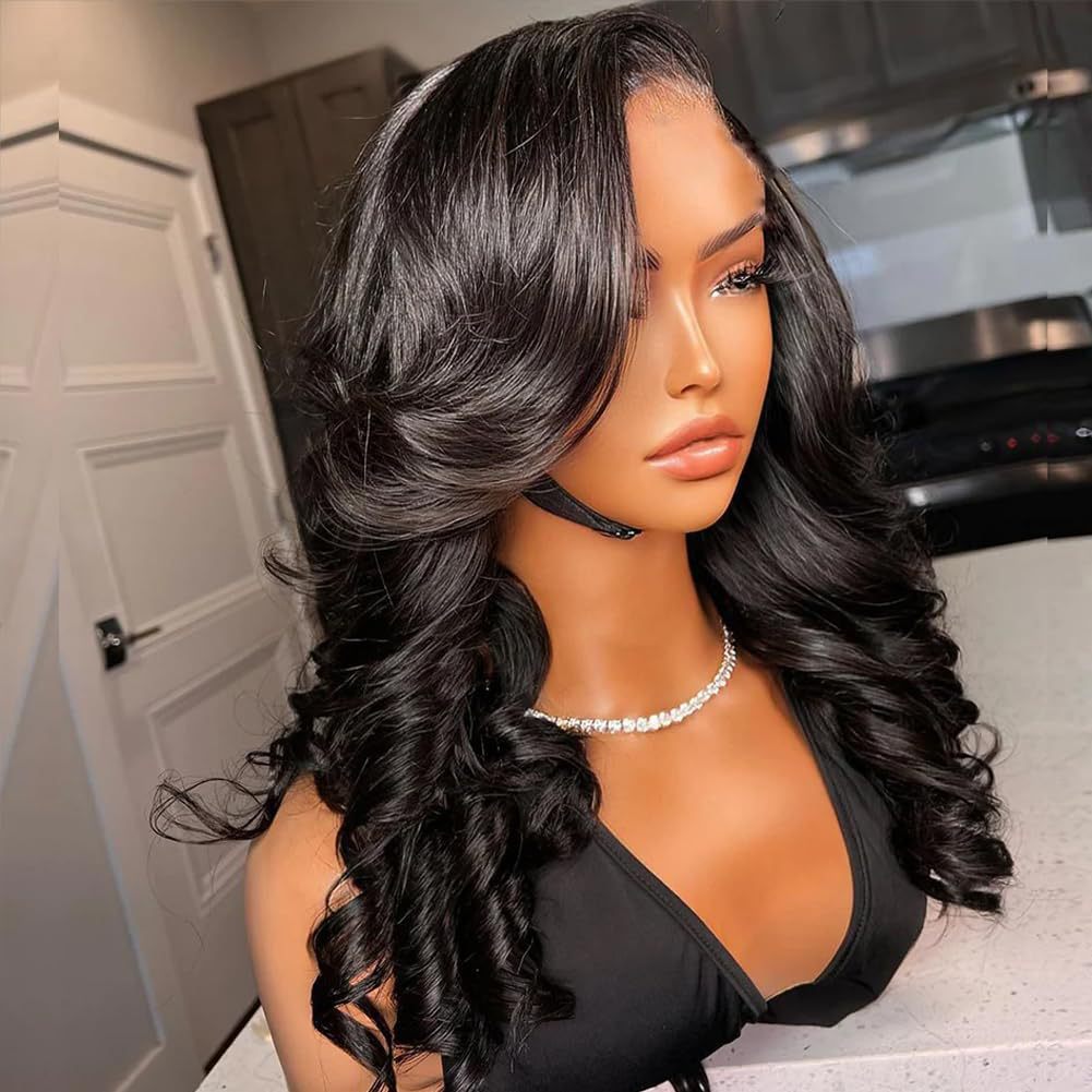 European And American-style Long Black Large-wave Synthetic Wig photo 1