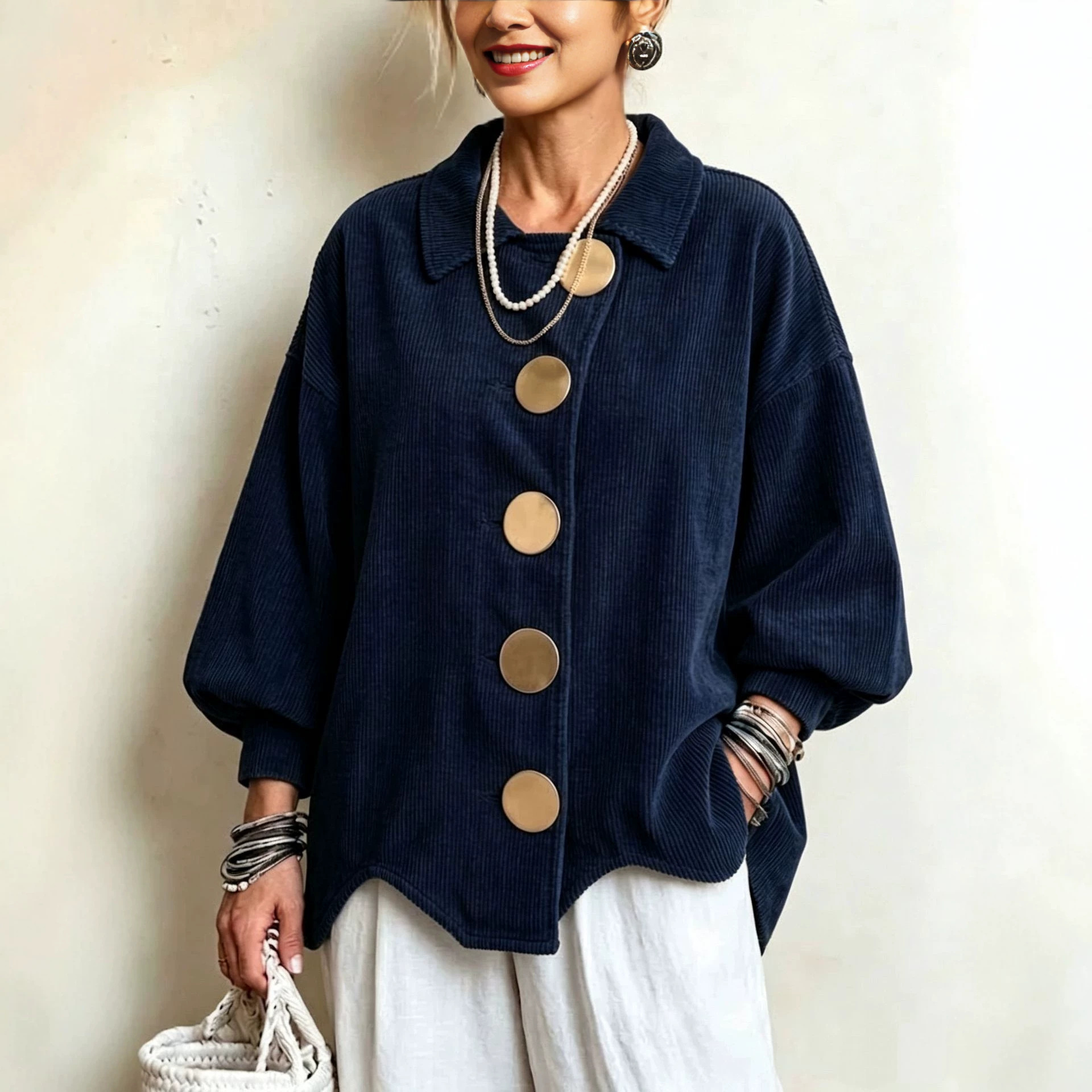 Oversized Metal-button Corduroy Jacket photo 4