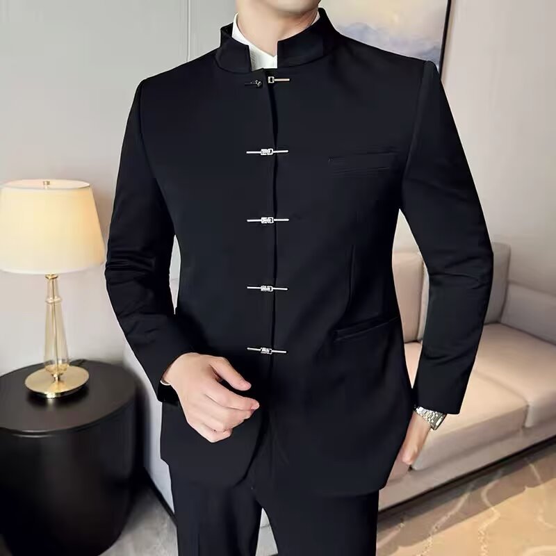 New Chinese-style Mandarin-collar Suit For Men With Metal Buttons photo 5