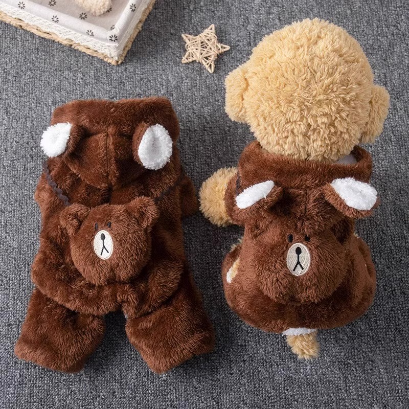 Winter Pet Clothing Teddy Bear-style Four-legged Outfit Fleece-lined And Extra-thick photo 1