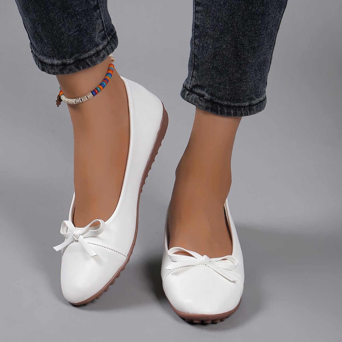 Bow-tie Round-toe Low-cut Flat-soled Single Shoes photo 1