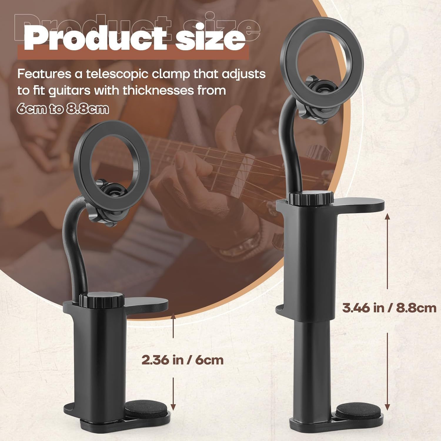 Rotating Phone Live Streaming Stand Guitar Headstock Clamp photo 5