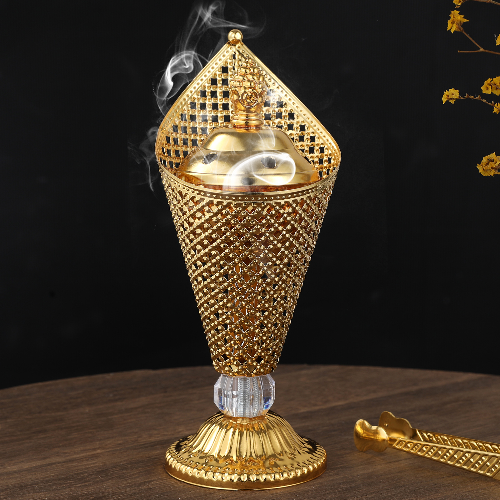 Golden Hollowed-Out Middle Eastern Incense Burner photo 1