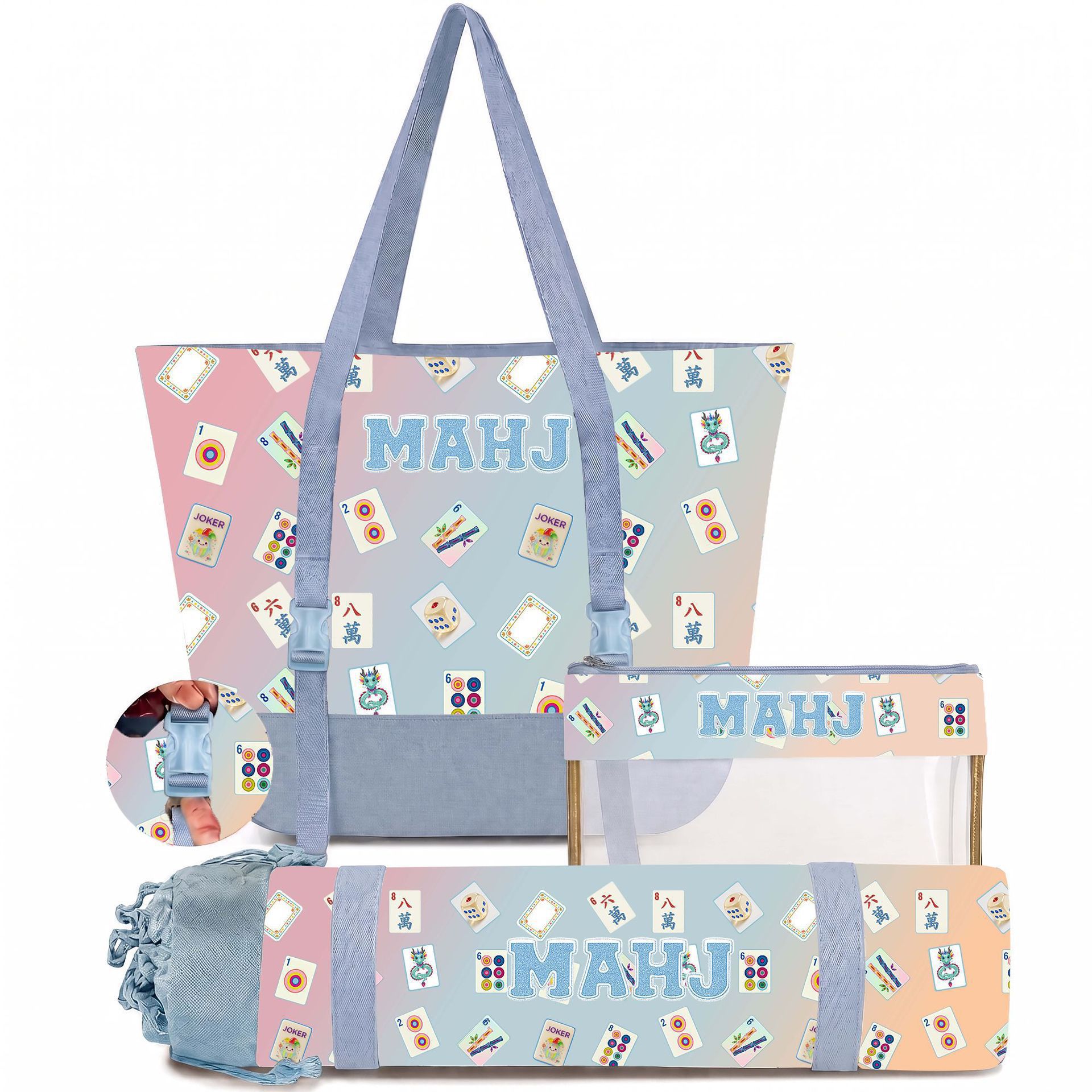 Best-Selling Macaron-Printed Mahjong Card Three-Piece Set photo 8